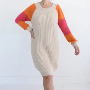 Cocogio Made In Italy 10% Wool Cream Knit Sweater Dress Size  Medium